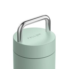 Practical travel mug in mint design with stainless steel handle. Practical travel mug in mint design with stainless steel handle.
