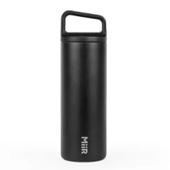 Miir Wide Mouth Bottle thermos mug in black with a capacity of 470 ml, perfect for traveling.
