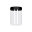 Transparent jar for coffee and tea with a capacity of 1200 ml and a black lid.