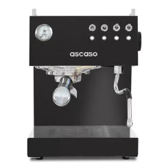 Domowy ekspres do kawy Ascaso Steel UNO Black z bojlerem ze stali nierdzewnej, idealny do przygotowania espresso.
