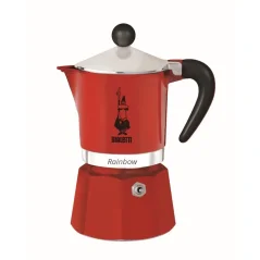 Cafetière Moka Bialetti Rainbow 3 en rouge.