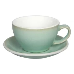 Cup and saucer Loveramics Egg - Cafe Latte 300 ml in basil color, made of high-quality porcelain.