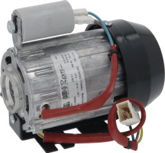 Elektromotor mat engem Aluminiumsgehäus, engem zylindresche Kondensator, engem schwaarze Ventilatorendeckel a roude Leedungen. Elektromotor mat engem Aluminiumsgehäus, engem zylindresche Kondensator, engem schwaarze Ventilatorendeckel a roude Leedungen.
