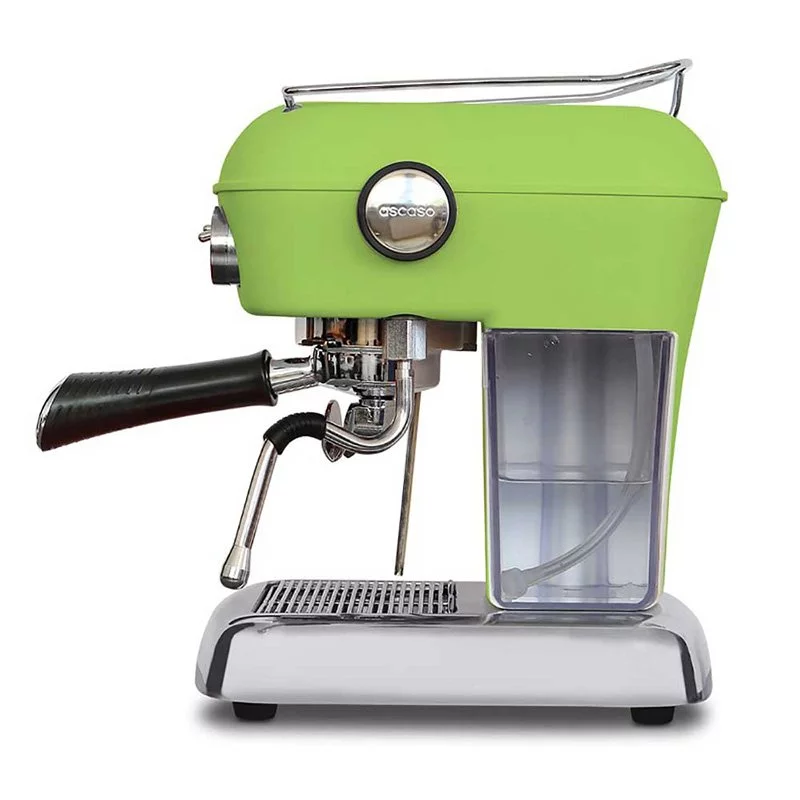 Compact home lever espresso machine Ascaso Dream ONE in a fresh pistachio finish.