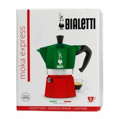 The original packaging of the Bialetti Moka Express Italia teapot.