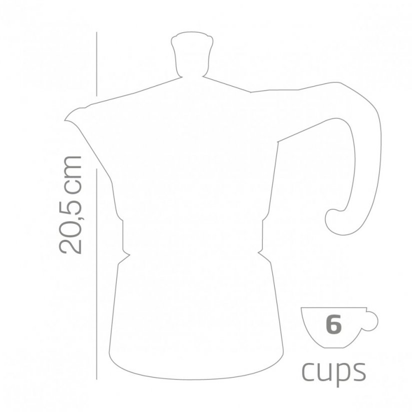 Dimensions of the Forever Miss Prestige Moka Teapot 6 cups