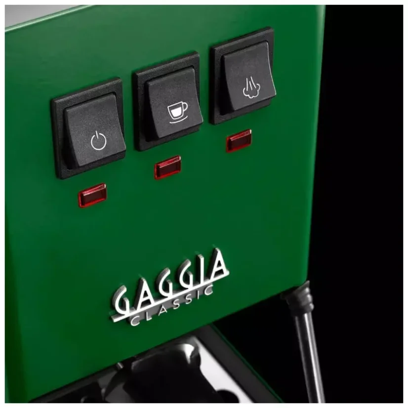 Green home espresso machine Gaggia New Classic EVO.