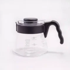 Serveur à café en verre Hario V60-01 d'une capacité de 450 ml de couleur transparente, idéal pour servir du café filtré.