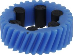 Blot Nylon-Zännrad mat schwaarze Gummi-Dämpfungseinlagen tëscht den Zänn