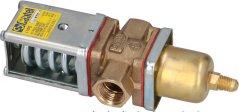 Waasserdrockventil G 1/2", Messengkierper vum Carel Waasserdrockventil mat enger Metallfeederkëscht a roude Dichtungen