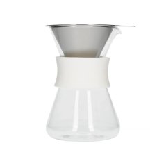 Cafetière en verre blanche, idéale pour préparer du café filtre frais.