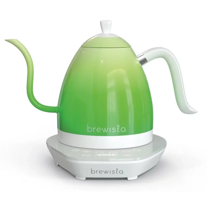 Bouilloire Brewista Artisan Candy Green 1,0l en finition verte avec protection contre la surchauffe.