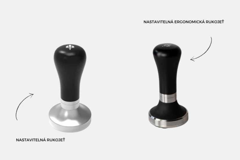 Tamper Eureka s nastaviteľnou rukoväťou 58,35 mm plochý čierny