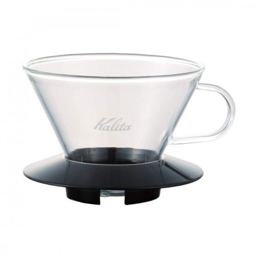 Dripper made of glass with black base Kalita Wave 185.
