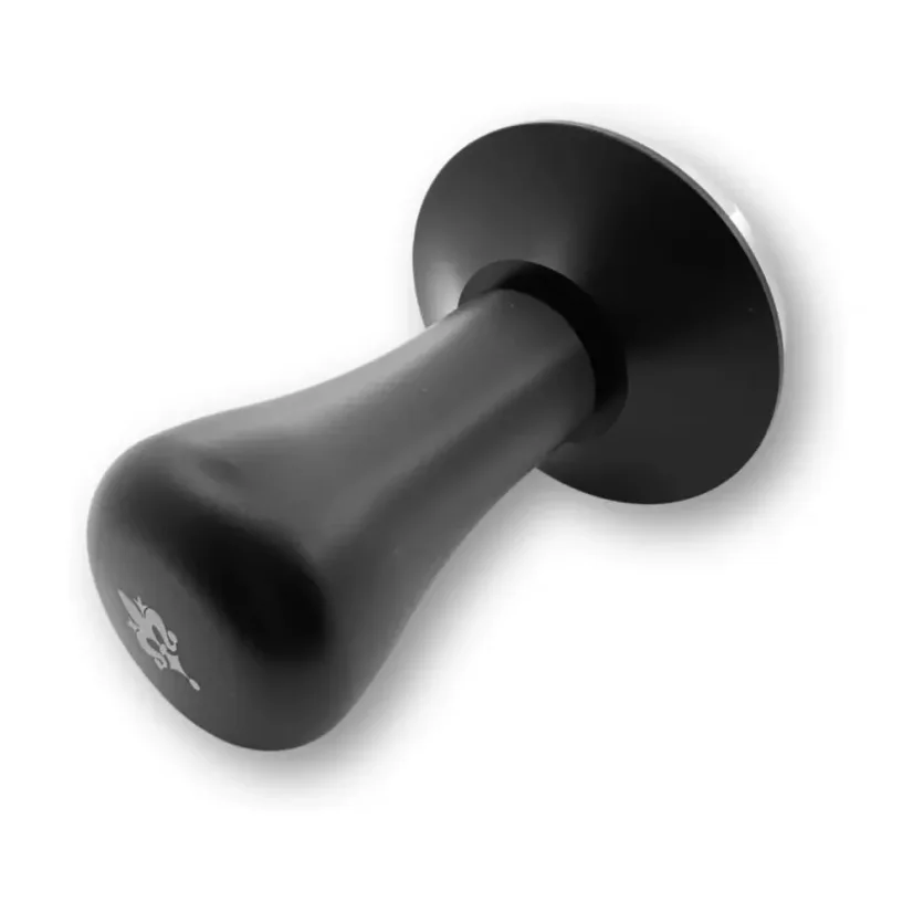 Eureka flat tamper with pressure regulation. Diameter 58.35 mm in black finish.