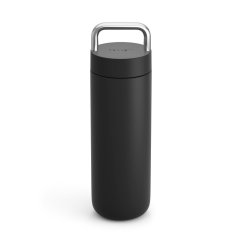 Practical travel thermos mug in black design.