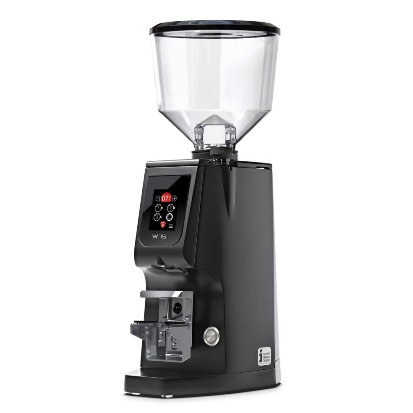 The Eureka Atom W 75 in black is the perfect choice for restaurants looking for a high-quality and efficient coffee grinding device.