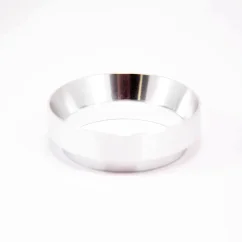 Silver filling funnel 58 mm on a white background