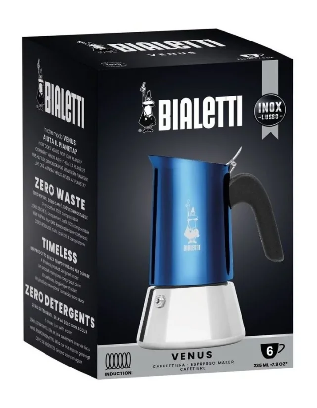 Box for the Bialetti New Venus Blue for 6 cups.