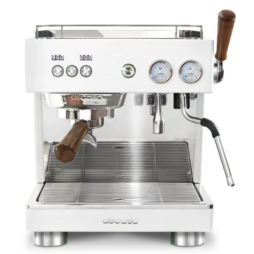 White single-lever espresso machine Ascaso Baby T Plus.