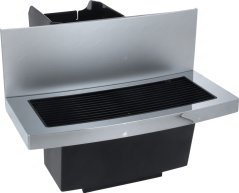 Schublad vun der Drëpsschuel mat Inox-Kader a schwaarzem gerippte Gitter