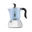 Moka pot Bialetti Fiammetta Induction Primavera for 4 cups. In pastel blue color.