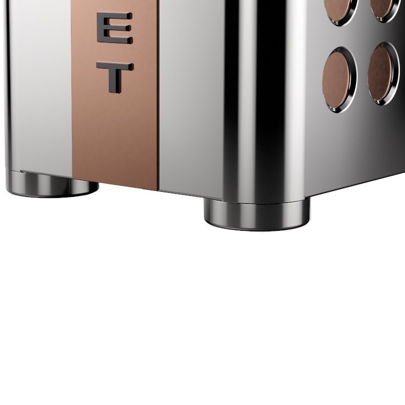 Detalii ale espressorului de cafea din cupru Rocket Espresso Appartamento TCA.