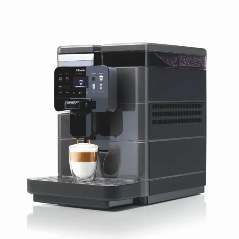 Automatický kávovar Saeco Royal OTC v šedej farbe.