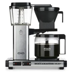 Vorbereitung von Kaffee im Moccamaster KBG Select Technivorm in Silberfarbe.
