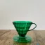 Green plastic Hario V60-02 dripper for brewing 2-4 cups of coffee.