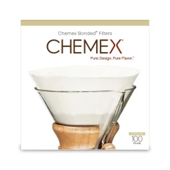 Pack of FC-100 paper filters for coffee brewing in a Chemex