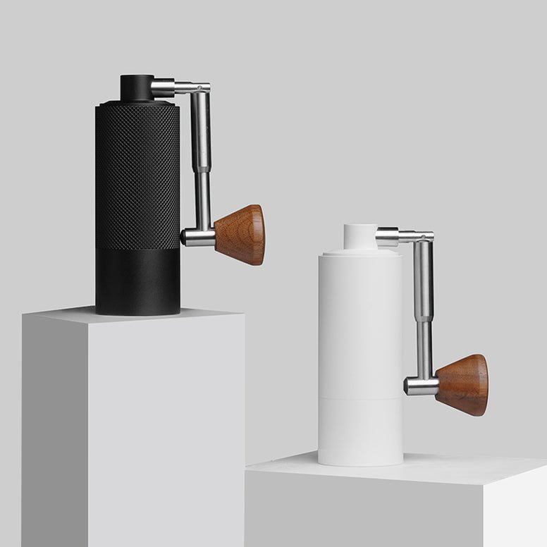 Timemore Nano 3 manual grinder in black and white.