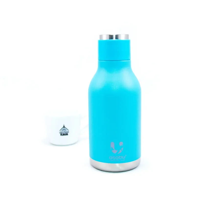 Asobu Urban Water Bottle in turquoise, 460 ml capacity, made of stainless steel.