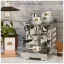 Compact white home lever espresso machine Appartamento with a single portafilter for making espresso.