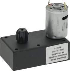 Getriebemotor 263D mat engem schwaarzen Getribgehäus, engem Elektromotor uewen an engem Astellknäppchen.
