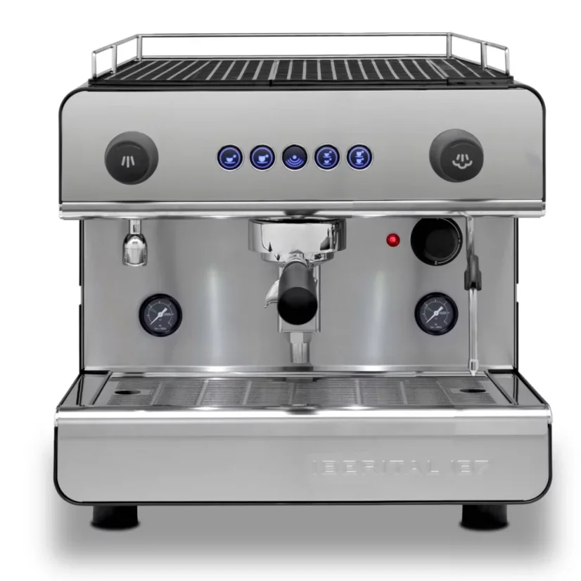 Professional lever coffee machine IBERITAL IB7 Standard 1 group in black finish.