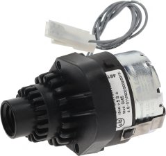 Gearmotor CDC BT01, schwaarze Getriebemotor mat gezannter Ausgank, wäissem Konnektor a groe Draten