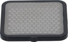 Siff 37 µm BREW OFR, rechteckegen schwaarze Plastiksrahmen mat feinem Metallgitter, Usiicht vu vir Siff 37 µm BREW OFR, rechteckegen schwaarze Plastiksrahmen mat feinem Metallgitter, Usiicht vu vir