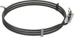 Kreesfërmegt Heizelement, a Réngform gewonnen, op Metallhalter mat Uschléiss fir d'Kabelverbindung.