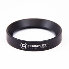 Black Rocket Espresso dosing funnel with a diameter of 58.55 mm, ideal for easy filling of lever espresso machines.