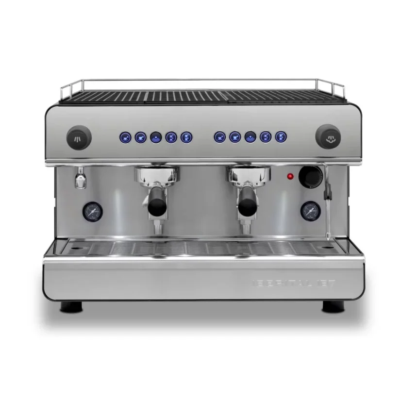 Iberital IB7 Compact 2 Group lever espresso machine in black.