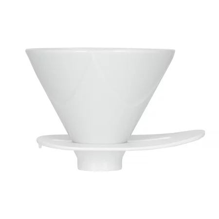 Porteur en céramique blanc Hario V60 One Pour Dripper Mugen, idéal pour préparer un café de qualité.