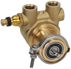 Messeng Volumetresch Pompel Rotoflow ⌀ 3/8" Gas mat zwee Uschlëss an engem viischte Deckel mat enger Kräizbohrung an der Mëtt. Messeng Volumetresch Pompel Rotoflow ⌀ 3/8" Gas mat zwee Uschlëss an engem viischte Deckel mat enger Kräizbohrung an der Mëtt.