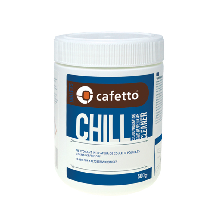 Limpiador de cal en polvo Cafetto Chill. El paquete contiene 500 g.