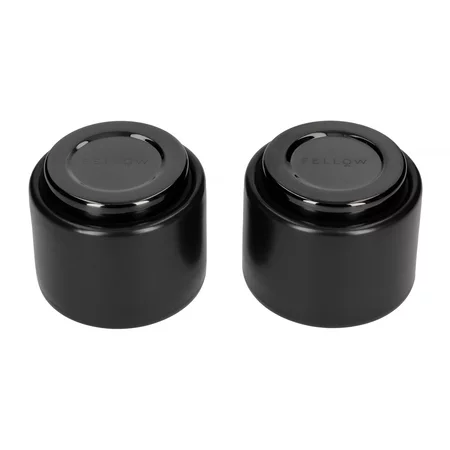 Two black Fellow Monty ceramic espresso cups with a capacity of 90 ml.