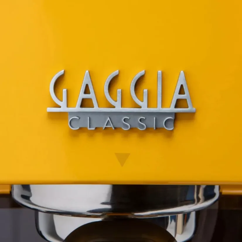 Yellow home espresso machine Gaggia New Classic EVO.