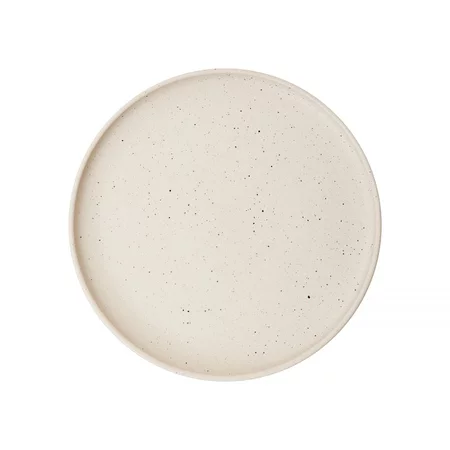 Large ceramic Aoomi Iris plate in beige, perfect for serving.