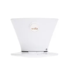 White Wilfa Pour Over Dripper, made of plastic.