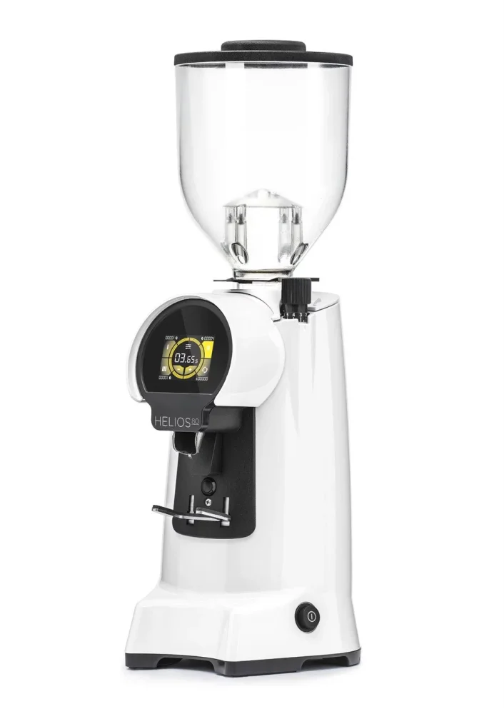 White electric espresso grinder Eureka Helios 80