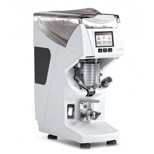 Espresso grinder Nuova Simonelli GX85 in white design with quiet operation.